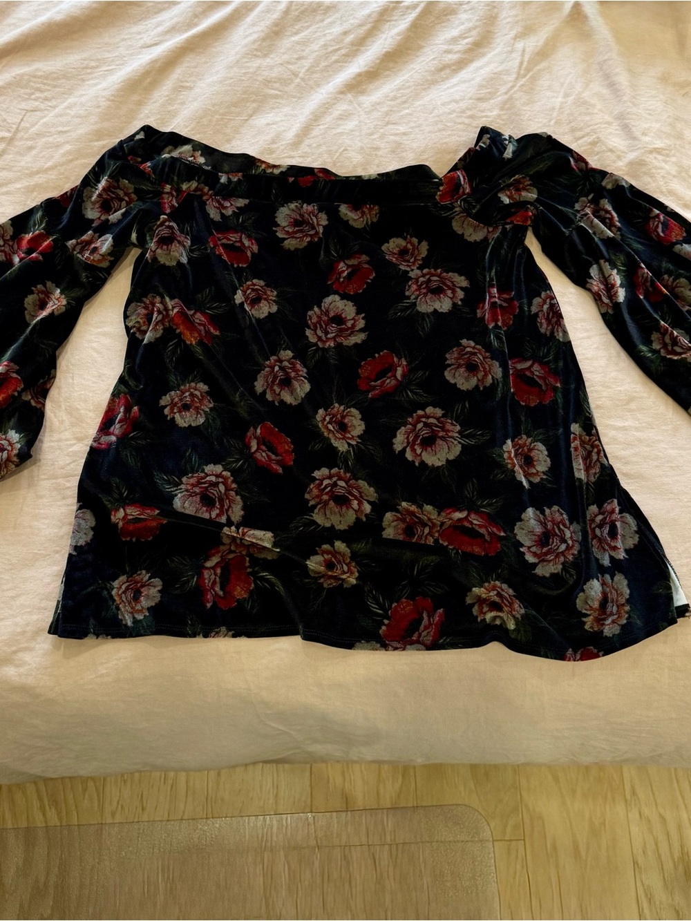 Plus Size TORRID Black Floral Velvet Renaissance Off-Shoulder Evening Top